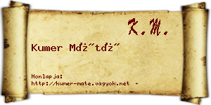 Kumer Máté névjegykártya